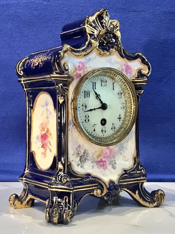 1890 ANTIQUE FRENCH KEY WOUND,PORCELAIN CLOCK ,W 1755 GERMANY ROYAL BONN CASE Cover