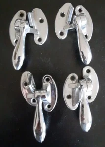 4 Sets Vintage Schrankriegel Schlösser Chrom Silber MCM - Bild 1 von 7