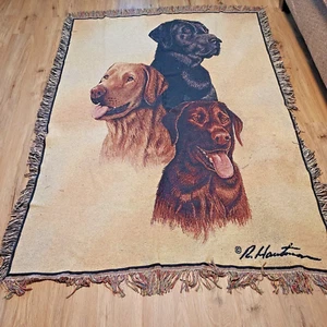 Large 66 x 49 Throw Blanket Labrador Retriever Black, Chocolate, Golden Dog - Picture 1 of 2