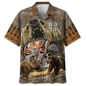 CAMISA HAWAIANA 3D Bear Native Pride Regalo Halloween Mejor Precio Regalo Navidad - Imagen 1 de 3