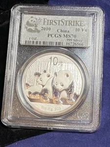2010 1 oz. Silver Chinese Panda 10 Yuan ~ PCGS MS70 ~ First Strike - Picture 1 of 18