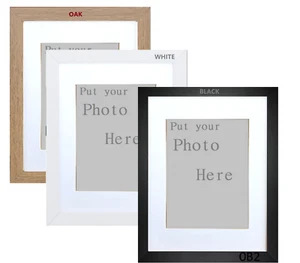 A1 A2 A3 A4 A5 Black, Oak, White Picture Poster Frames With White Mount - Picture 1 of 2