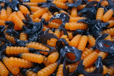 SOUTHERN PRO 2" Orange / Black Hot Grubs Twister Tails Crappie Walleye Bass Fishing Lures