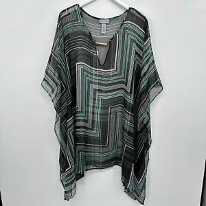 Catherines Tunic Poncho Top One Size Open Sides Sheer Black Green 1X 2X 3X 4X 5X