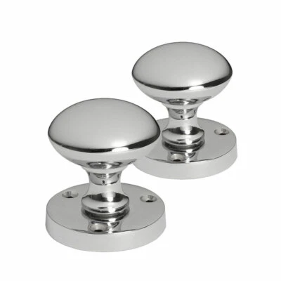 Polished Chrome Mortice door knob set for Internal doors 58mm Rose 50mm knob - Image 1 of 3
