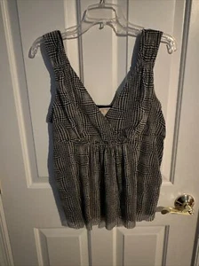 Michael Kors Black White Tank Top Women Size Large Gently Used - Picture 1 of 3