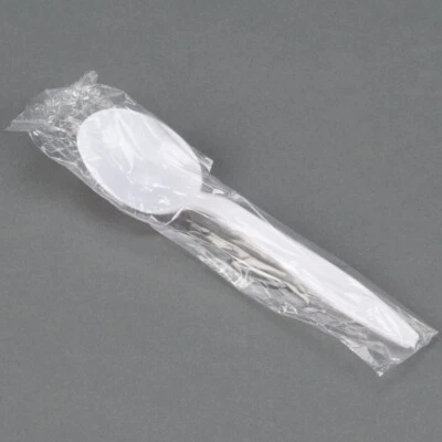 1000PCS Individually Wrapped Plastic Spoons Heavy Weight in White/Black - Image 1 of 2