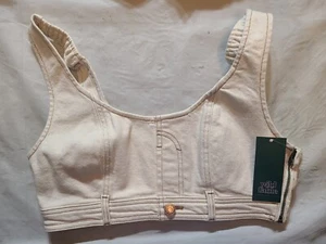 Women's Scoop Neck Reworked Denim Tiny Vest Wild Fable Cream Size Small - Picture 1 of 5