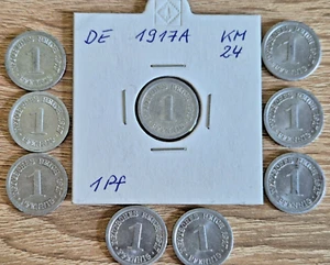 9 x 1 Pfennig 1917 A Deutsches Reich KM#24 J#300 Schön#19 - Bild 1 von 2
