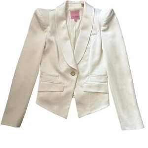 Ted Baker London Satin Cropped Blazer mit Schalkragen Weiß Größe 0 - Bild 1 von 14
