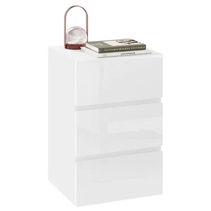 Nachttisch Nachtschrank Beistelltisch mit 3 Schubladen in Hochglanz 40x35x62cm - Bild 1 von 9