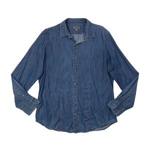 Vince Shirt Mens L Large Blue Chambray Long Sleeve Button Up Cotton Denim Travel - Picture 1 of 8