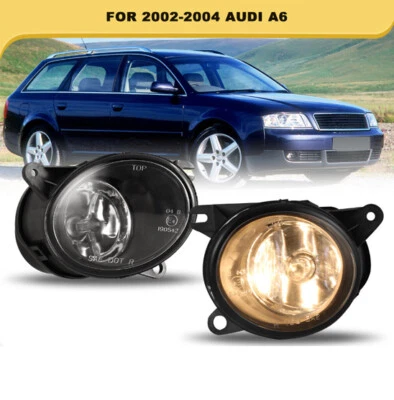 Fog Lights Pair For 2002 2003 2004 Audi A6 Clear Glass Lens Driving Lamp w/Bulbs Foto 1 de 4