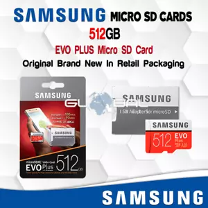 SAMSUNG EVO PLUS Micro SD Card 512GB Adapter Memory Class 10 Fast HD Genuine OEM - Picture 1 of 2