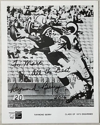 Baltimore Colts Raymond Berry Autographed Photograph 8x10 NFL Hall of Fame - Image 1 of 2