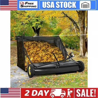 GRVEE 50'' Tow Behind Lawn Sweeper Pull Behind Lawn Sweeper 26 Cu. Ft. Large Capacity