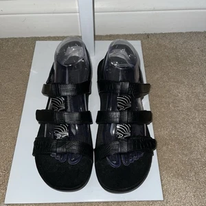 Vionic Amber Black Croc Embossed Adjustable Strap Sandals Size9 Comfort Orthotic - Picture 1 of 8