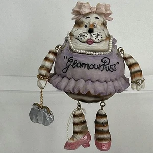 Glamour Gato Gato Gatito Estante Cuidador Perlas Antropomórficas 6" Cartera Tutú - Imagen 1 de 8