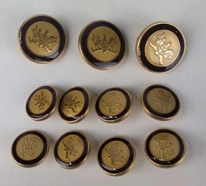 Hickey Freeman Burgunderrot & Gold Emaille Blazer Ersatzknöpfe Set 11 Stck. - Bild 1 von 3