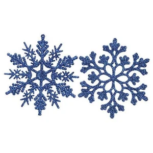  Kunststoff Weihnachten Glitzer Schneeflocke Ornamente Weihnachtsbaum 4"/10cm blau - Bild 1 von 7