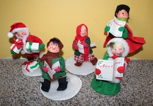 Vintage Annalee Santa Carolers Lot Top Hat Woman Boy 1974 1957 1985 1994 1966 - Bild 1 von 8