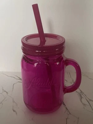 Vaso de plástico Aladdin aislado tarro de albañil taza de viaje 16 oz rosa ~ tapa y pajita Foto 1 de 4