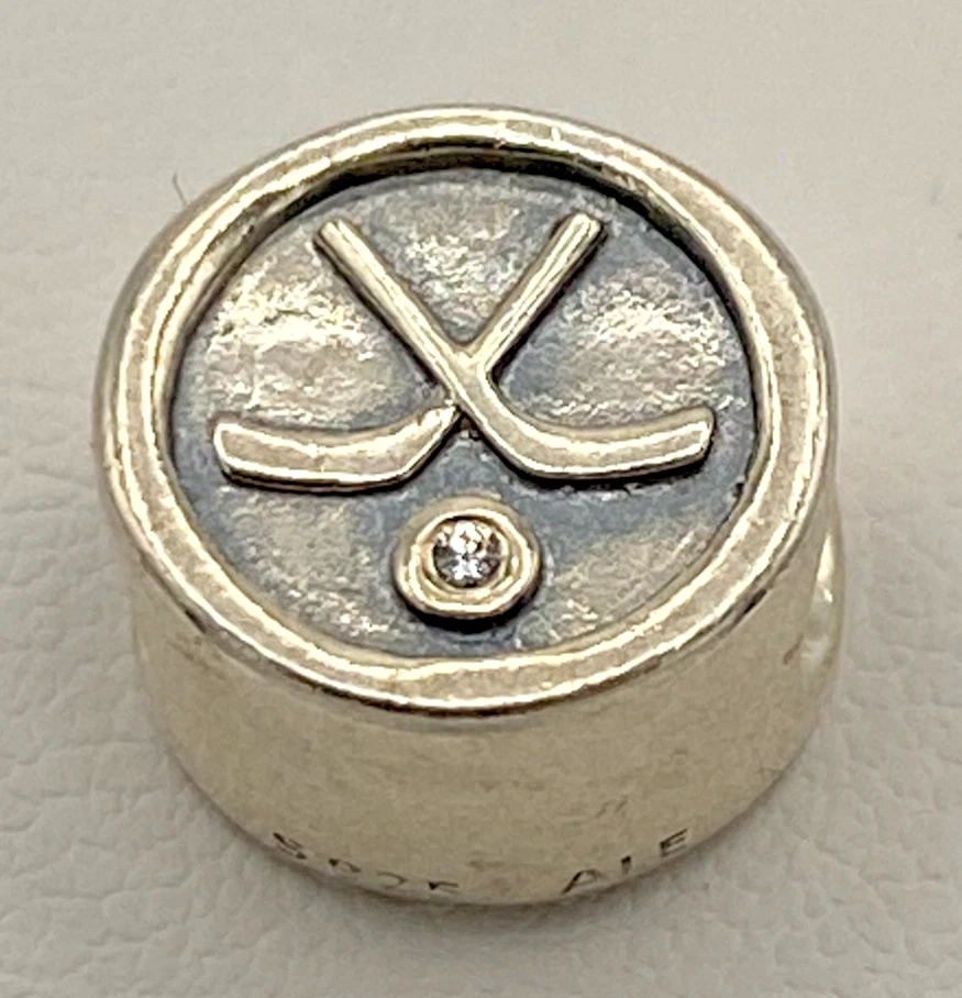 Pandora CZ  Sterling Silver Authentic ALE Signed Hockey Charm 791203CZ NOS 3.6g - Image 1 of 4