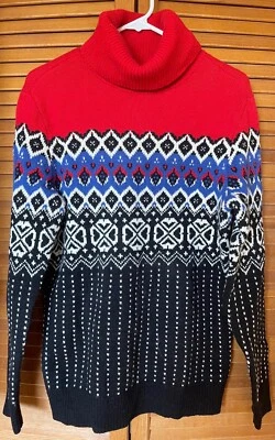 VINTAGE 90'S LL BEAN WOOL TURTLENECK SKI NORDIC SWEATER, 38" CHEST, EUC - Image 1 of 4