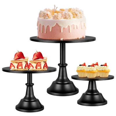 3 Pcs Cake Stand Dessert Display Plate Decorating Metal Holder for Wedding Event - Image 1 of 4