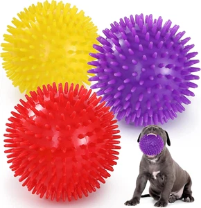 VITEVER 3 Colors 4.5” Heavy Duty Squeaky Dog Toy Balls for Medium Large Dogs - Picture 1 of 12
