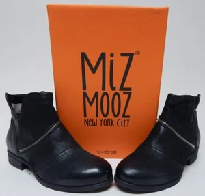 Miz Mooz Solace Size EU 39 M (US 8.5-9) Women's Leather Ankle Biker Boots Black - Picture 1 of 12