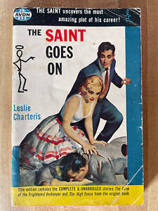 Leslie Charteris THE SAINT GOES ON Simon Templar Roger Moore GGA Great Cover Art