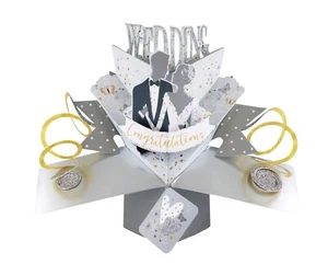 Tarjeta 3D emergente de boda única tarjeta de regalo de boda para novios y novios - Imagen 1 de 2