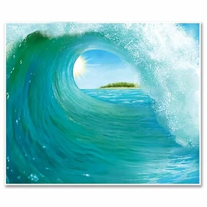 LARGE SURF WAVE INSTA-MURAL SCENE SETTER (1.83M) BEACH PARTY DECORATIONS - Picture 1 of 1
