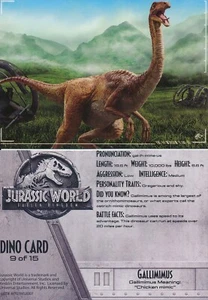 2018 JURASSIC WORLD FALLEN KINGDOM TRADING CARD SINGLE DINO CARD #9 - Picture 1 of 1