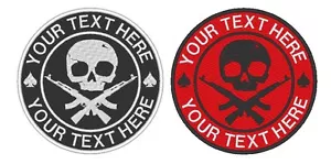 Custom Embroidered Skull Patch - Biker Motorcycle Sew on Round Patch RP-04 - Picture 1 of 11