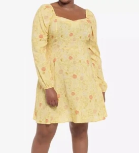 Beauty & The Beast Dress Plus Size 4 Butter Yellow Flowers Spring 4XL DISNEY New - Picture 1 of 8