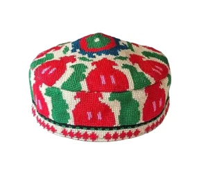 Usbekischer iroqi stamm handbestickter seidenhut - unisex - ca. 23 zoll - Bild 1 von 4