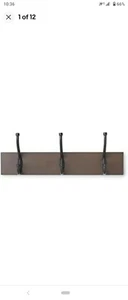 Amazon Wood Wall Mounted Coat Rack 3 Coat Hooks 2 pack ~ 134cm Espresso - Picture 1 of 11