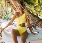 new FREE PEOPLE BEACH RIOT CELINE ONE PIECE SWIMSUIT lemon - Picture 1 of 2