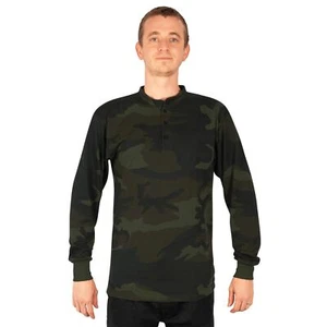 Rothco Midnight Woodland Camo Long Sleeve Henley T-Shirt 21045 - M - Picture 1 of 9
