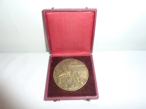 Vintage Art Deco 40s Bronze Medal Jean De La Fontaine Arcadia and the Ant w Case - Picture 1 of 8
