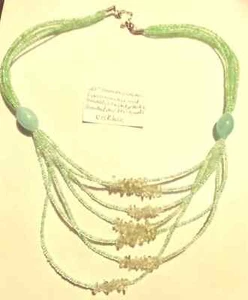 modern multistranded light green seed glass,clear,plastic beaded 20"necklace - Picture 1 of 4