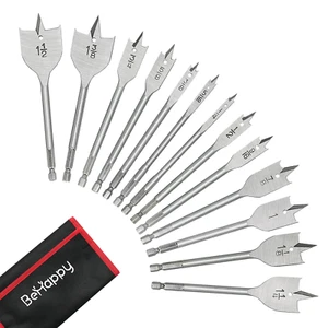 13 Piece Spade Drill Bit Set, Wood Drill Bit Set, Paddle Flat Bit Sets for Woodw - Picture 1 of 12