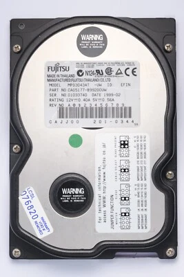 Fujitsu 4GB IDE Desktop Hard Drive Model MPD3043AT P/N CA05177-B99200VW - Image 1 of 2