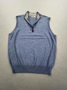 Peter Millar Pullover Weste Herren Large blau Merinowolle Quarter Zip Golfpullover - Bild 1 von 11