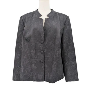 Chaqueta de Noche Talbots Mujer 16W Jacquard Negra Texturizada Floral Brocado Muescas - Imagen 1 de 12