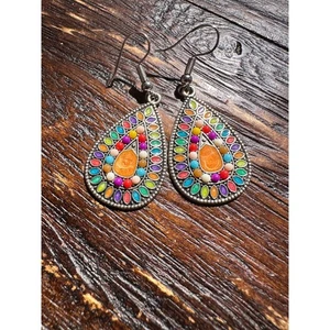 Colorful Lightweight Dangle Metal Earrings - Never worn - Picture 1 of 2