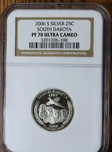 2006 S Silver South Dakota quarter graded by NGC PF 70 Ultra Cameo - Picture 1 of 2