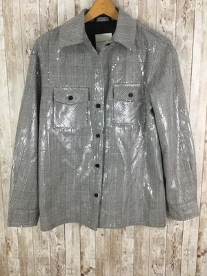 Женская Bagatelle Shacklet куртка блестки рубашка клетку серый размер маленький NBW - Изображение 1 из 4